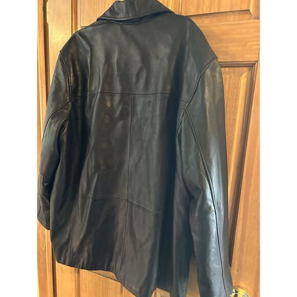 Vintage 90's Calvin Klein 100% Genuine Leather Black Lightweight Jacket Size XL - Picture 3 of 7